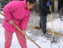 志愿者参与扫雪铲冰活动